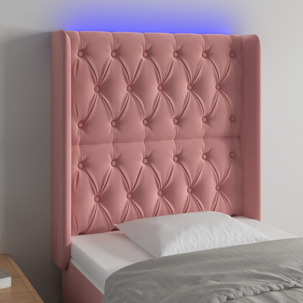 Testiera a LED rosa 83x16x118/128 cm in Velluto