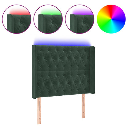 Testiera a LED Verde Scuro 93x16x118/128 cm in Velluto