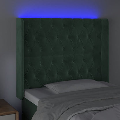 Testiera a LED Verde Scuro 93x16x118/128 cm in Velluto