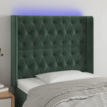 Testiera a LED Verde Scuro 93x16x118/128 cm in Velluto
