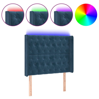 Testiera a LED Blu Scuro 93x16x118/128 cm in Velluto