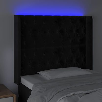 Testiera a LED Nera 103x16x118/128 cm in Velluto