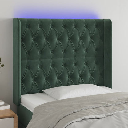 Testiera a LED Verde Scuro 103x16x118/128 cm in Velluto
