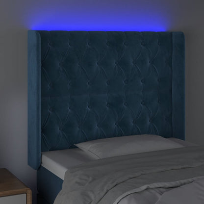 Testiera a LED Blu Scuro 103x16x118/128 cm in Velluto