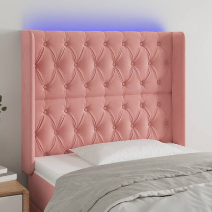 Testiera a LED rosa 103x16x118/128 cm in Velluto