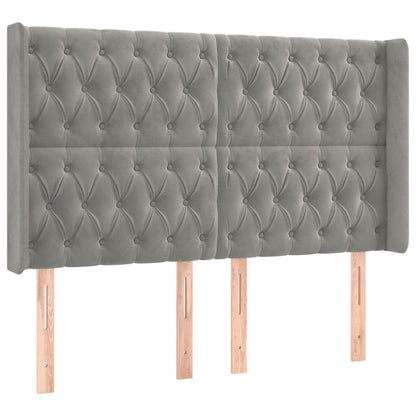 Testiera a LED Grigio Chiaro 147x16x118/128 cm in Velluto