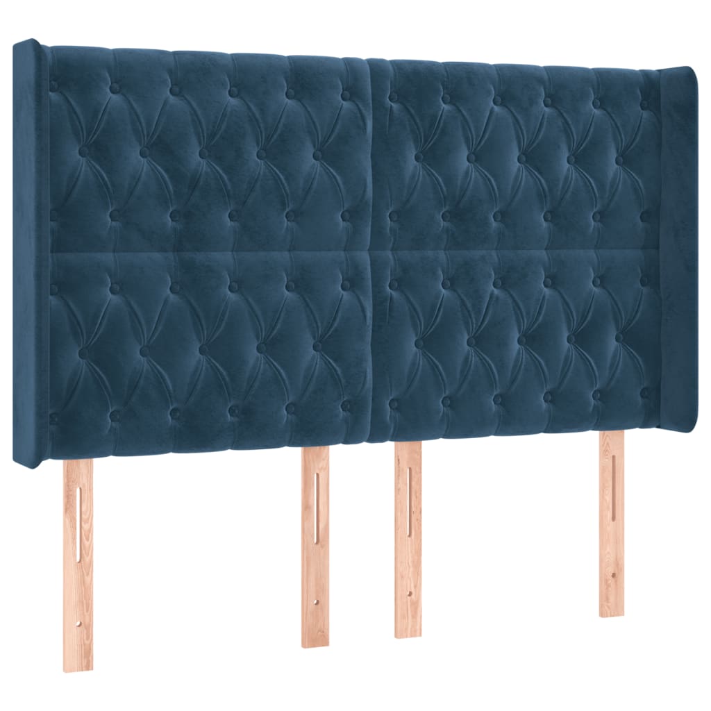 Testiera a LED Blu Scuro 147x16x118/128 cm in Velluto