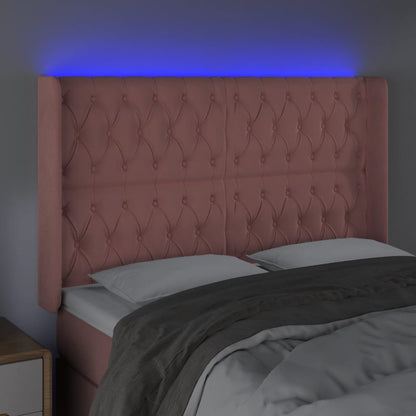 Testiera a LED rosa 163x16x118/128 cm in Velluto