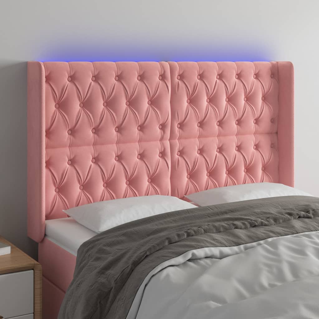 Testiera a LED rosa 163x16x118/128 cm in Velluto