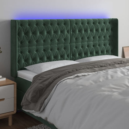 Testiera a LED Verde Scuro 183x16x118/128 cm in Velluto