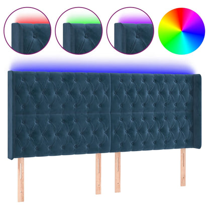 Testiera a LED Blu Scuro 183x16x118/128 cm in Velluto