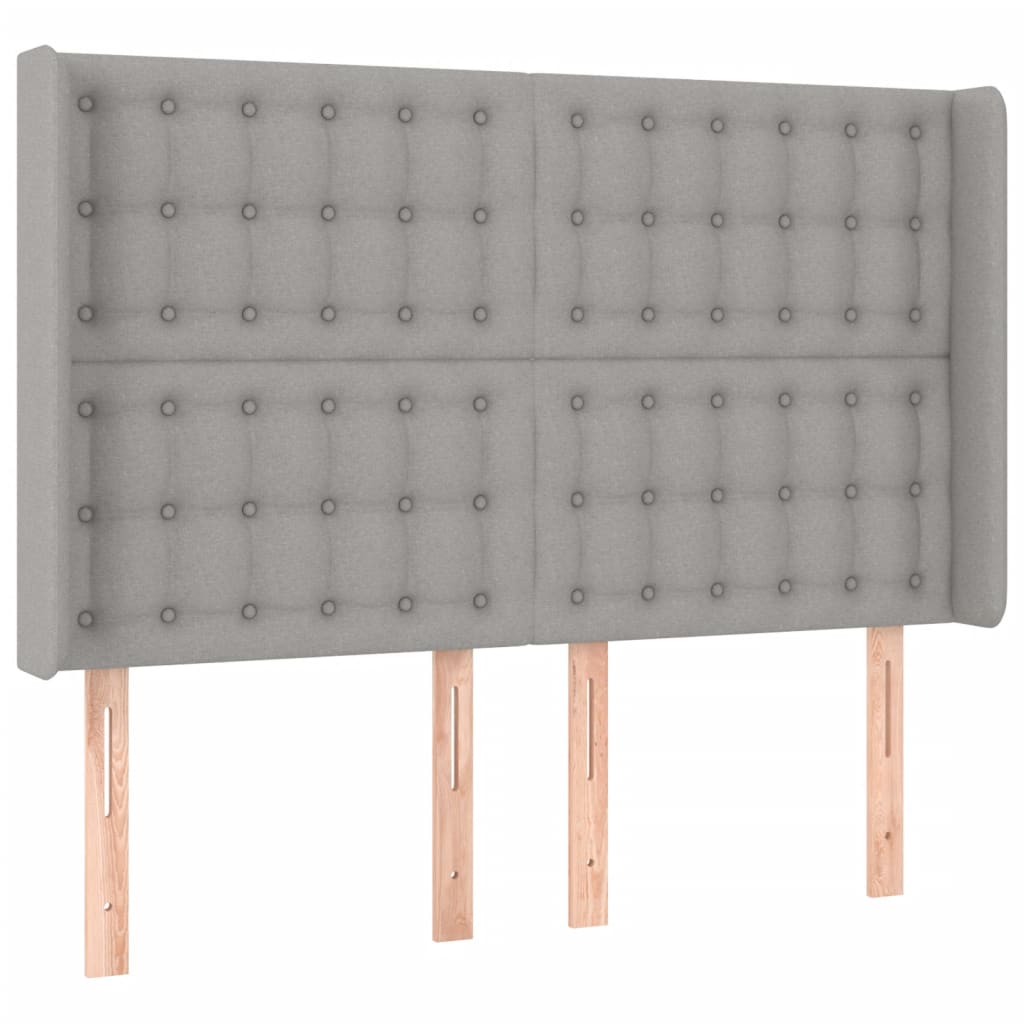 Testiera a LED Grigio Chiaro 147x16x118/128 cm in Tessuto