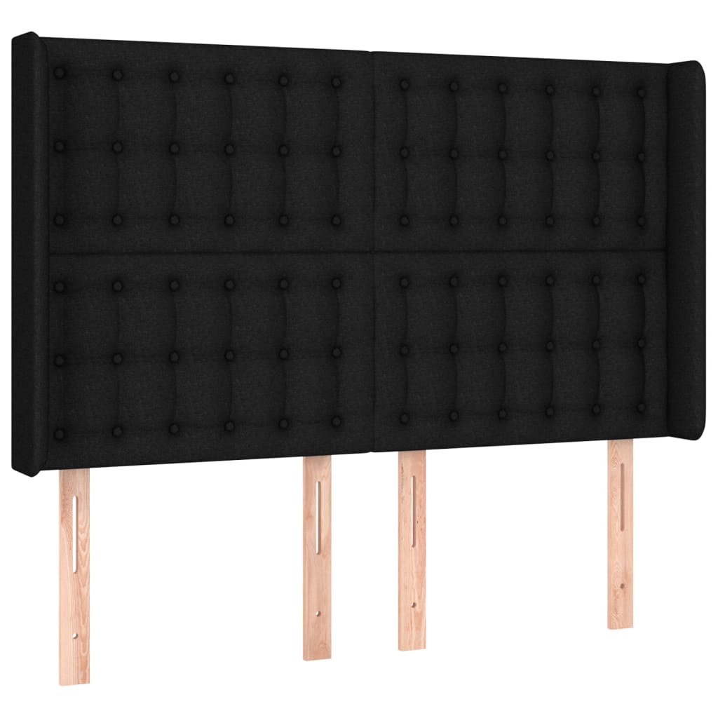 Testiera a LED Nera 147x16x118/128 cm in Tessuto