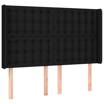 Testiera a LED Nera 147x16x118/128 cm in Tessuto