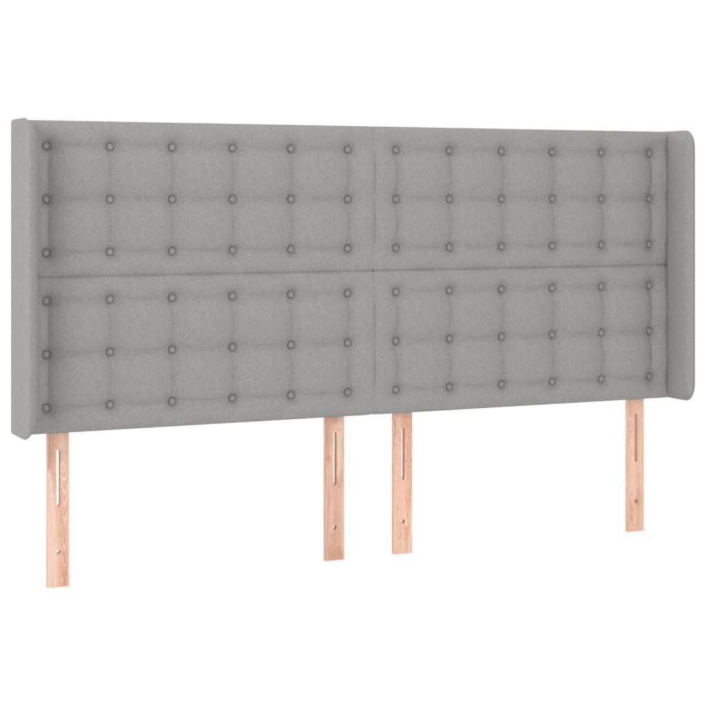 Testiera a LED Grigio Chiaro 163x16x118/128 cm in Tessuto