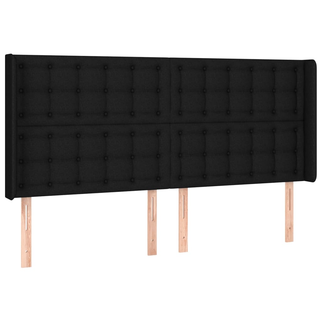Testiera a LED Nera 163x16x118/128 cm in Tessuto