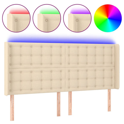 Testiera a LED Crema 163x16x118/128 cm in Tessuto