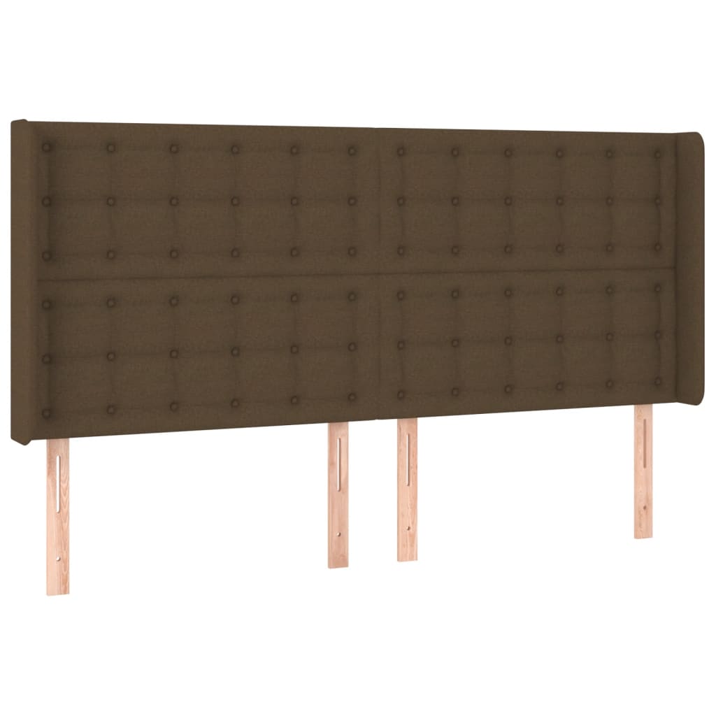 Testiera a LED Marrone Scuro 183x16x118/128 cm in Tessuto