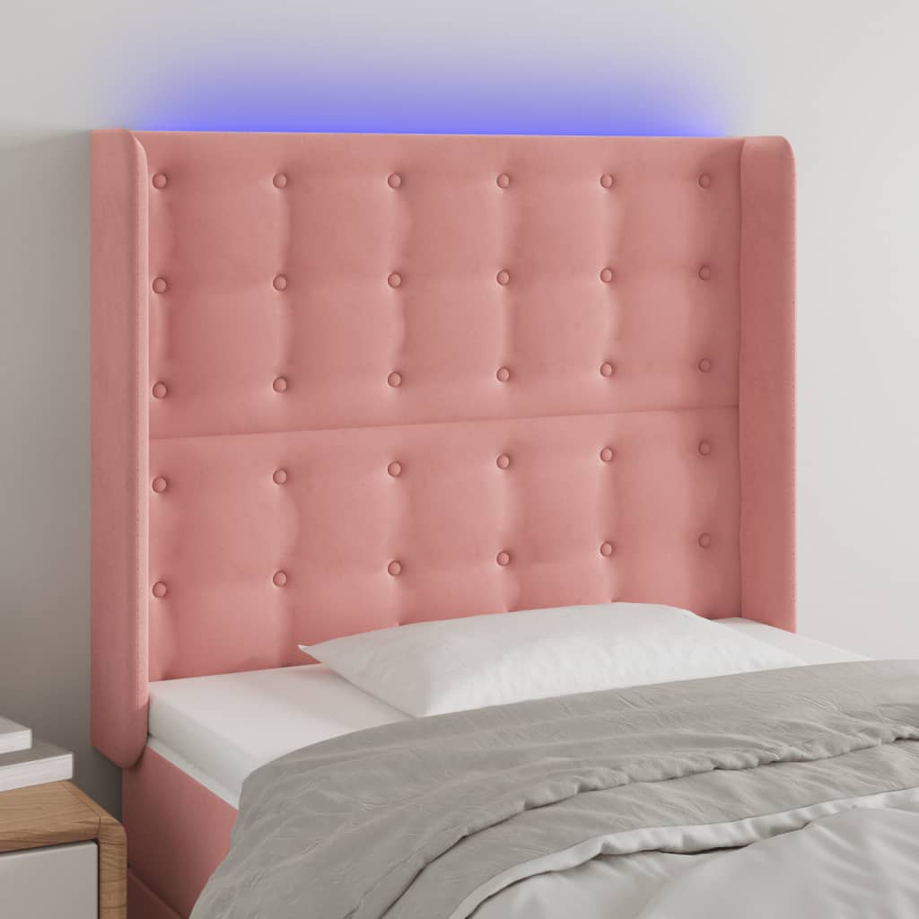 Testiera a LED rosa 83x16x118/128 cm in Velluto
