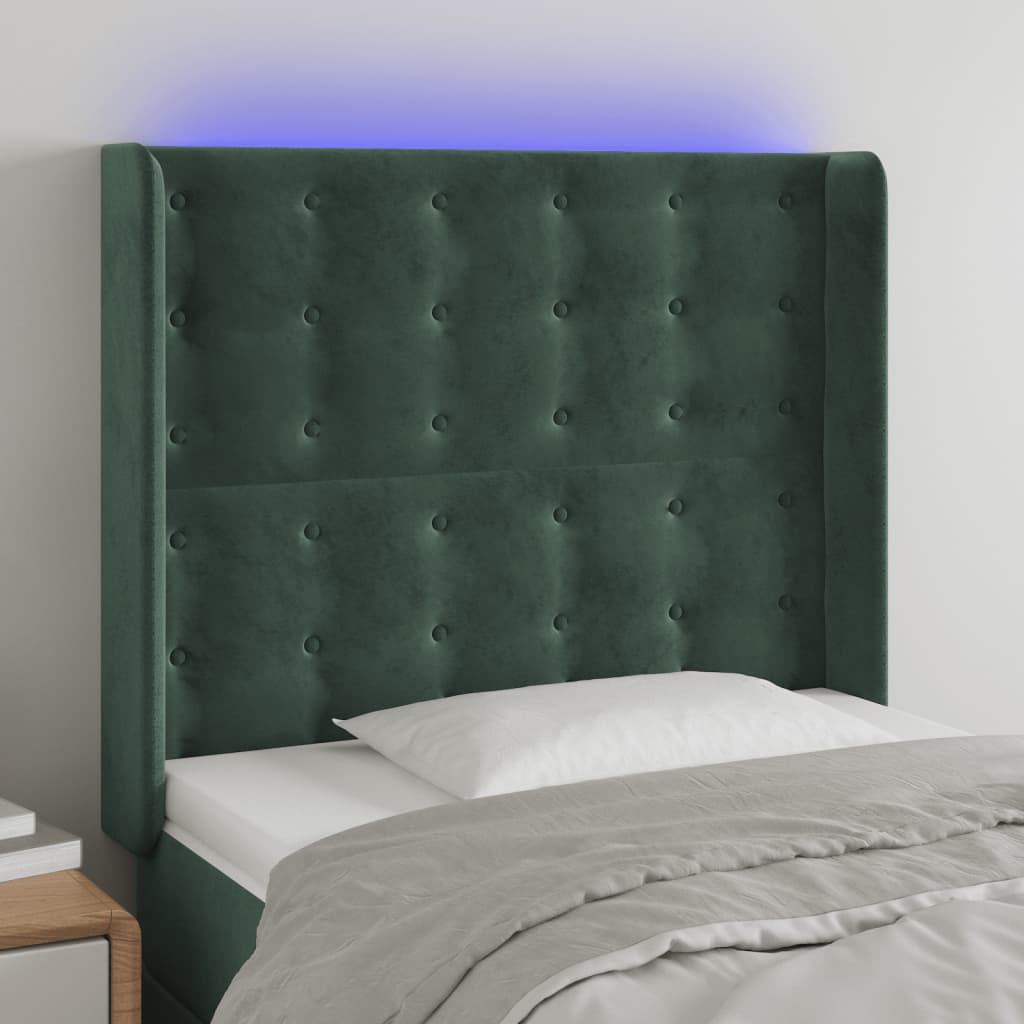 Testiera a LED Verde Scuro 93x16x118/128 cm in Velluto