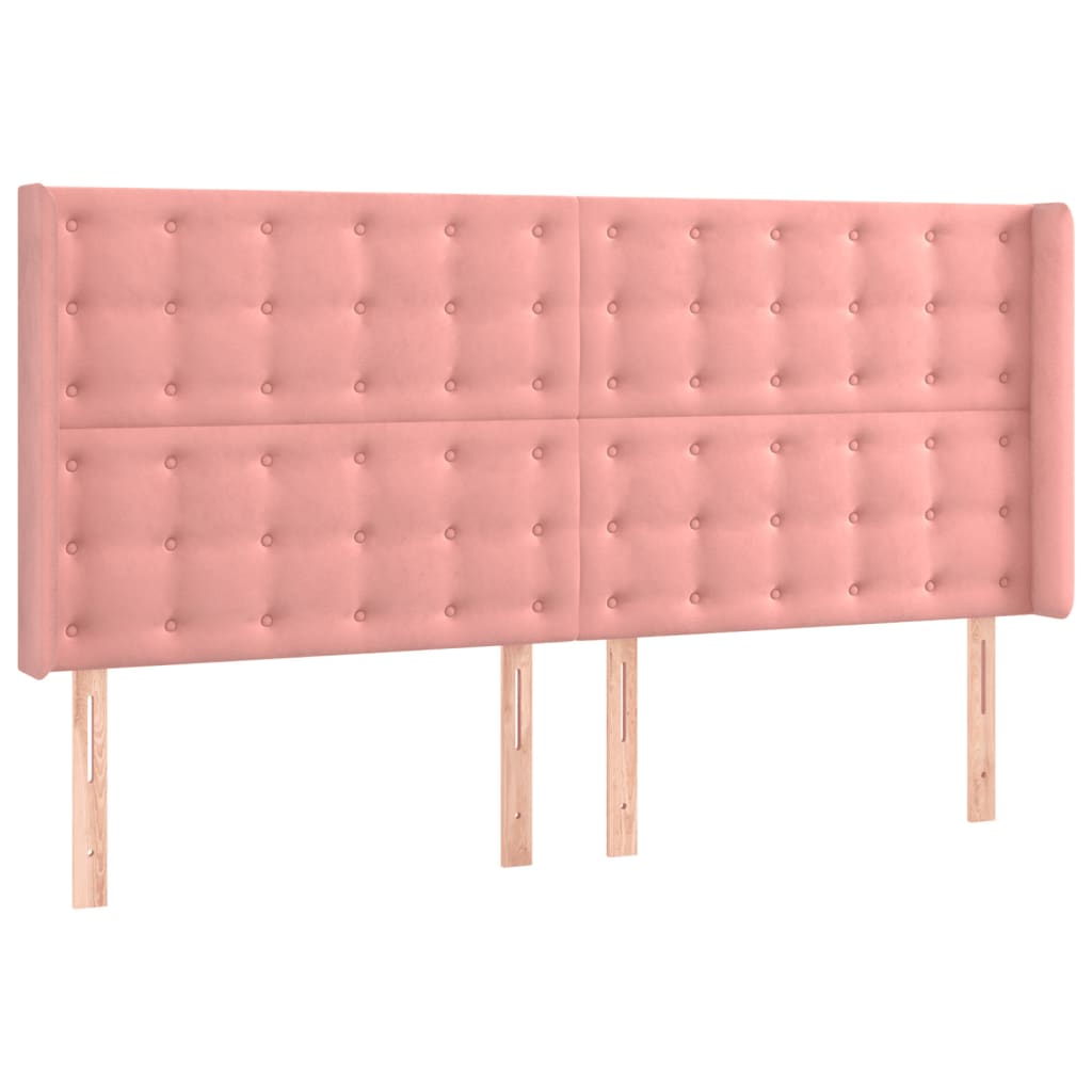 Testiera a LED rosa 163x16x118/128 cm in Velluto