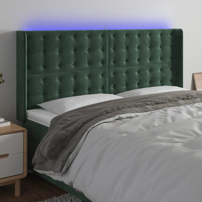 Testiera a LED Verde Scuro 183x16x118/128 cm in Velluto
