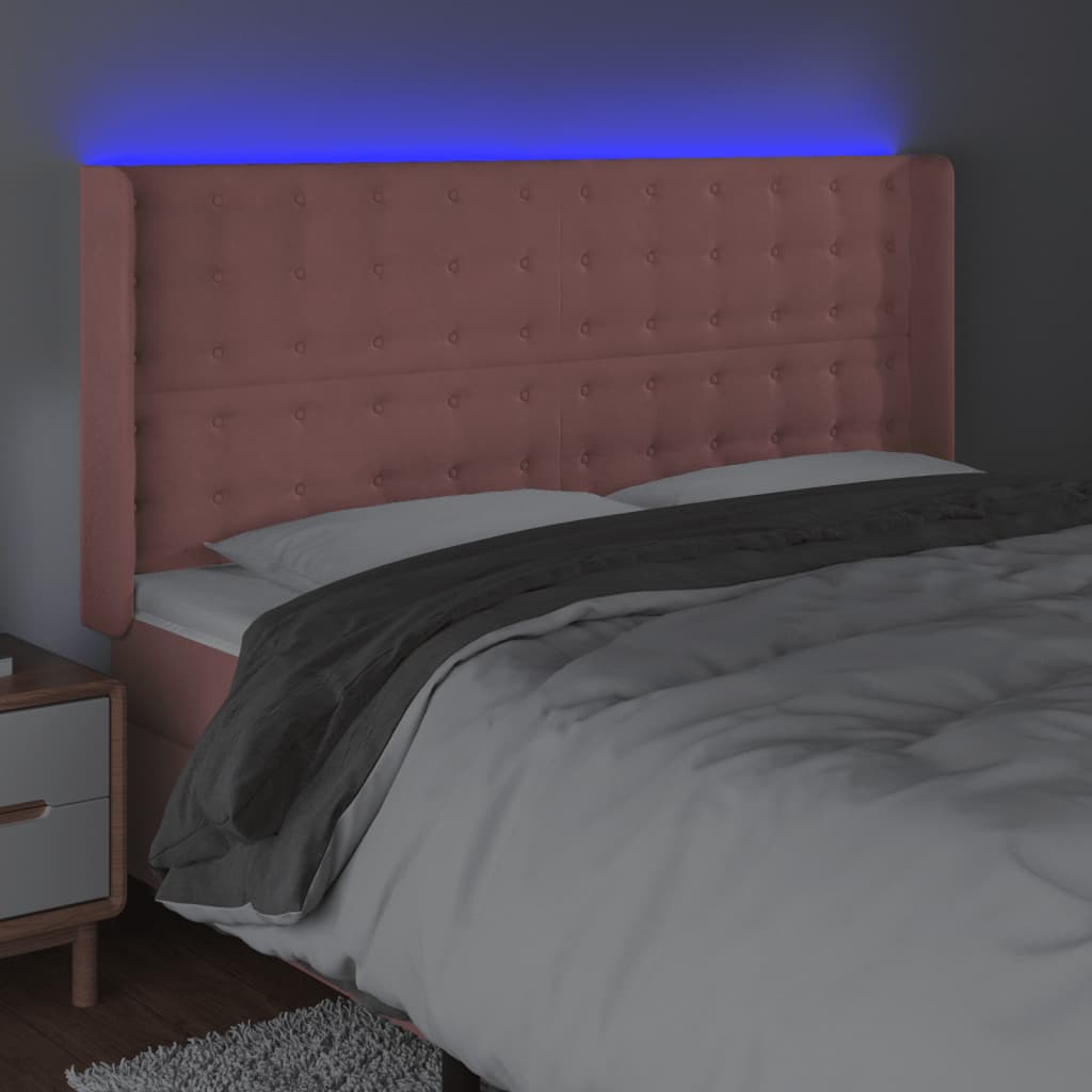 Testiera a LED rosa 183x16x118/128 cm in Velluto