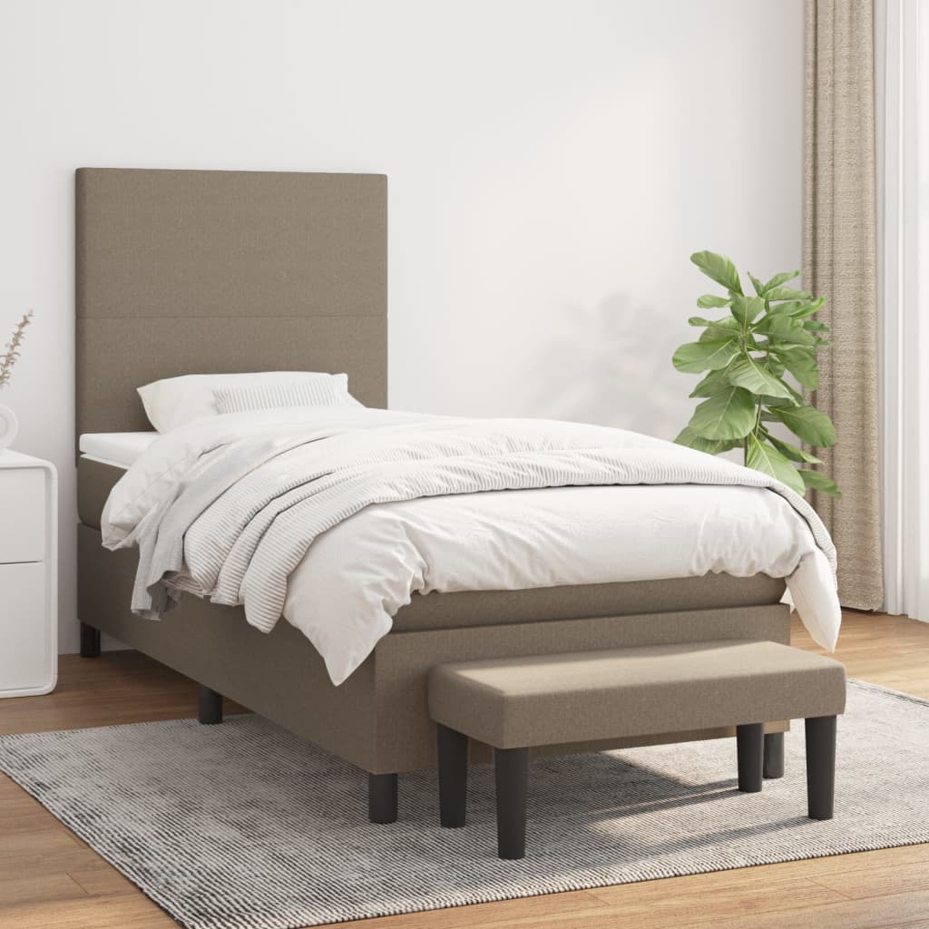 Giroletto a Molle con Materasso Tortora 90x190 cm in Tessuto
