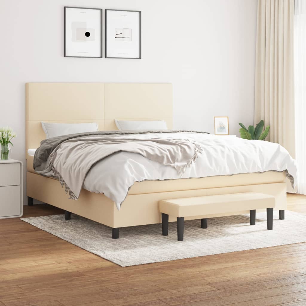 Giroletto a Molle con Materasso Crema 180x200 cm in Tessuto