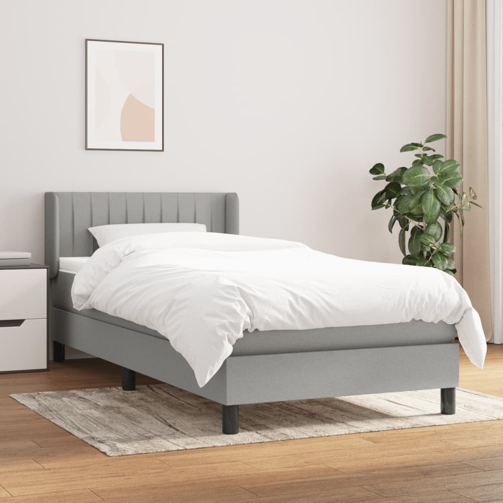 Giroletto a Molle con Materasso Grigio Chiaro 90x190 cm Tessuto