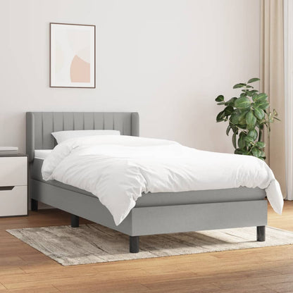 Giroletto a Molle con Materasso Grigio Chiaro 90x200 cm Tessuto