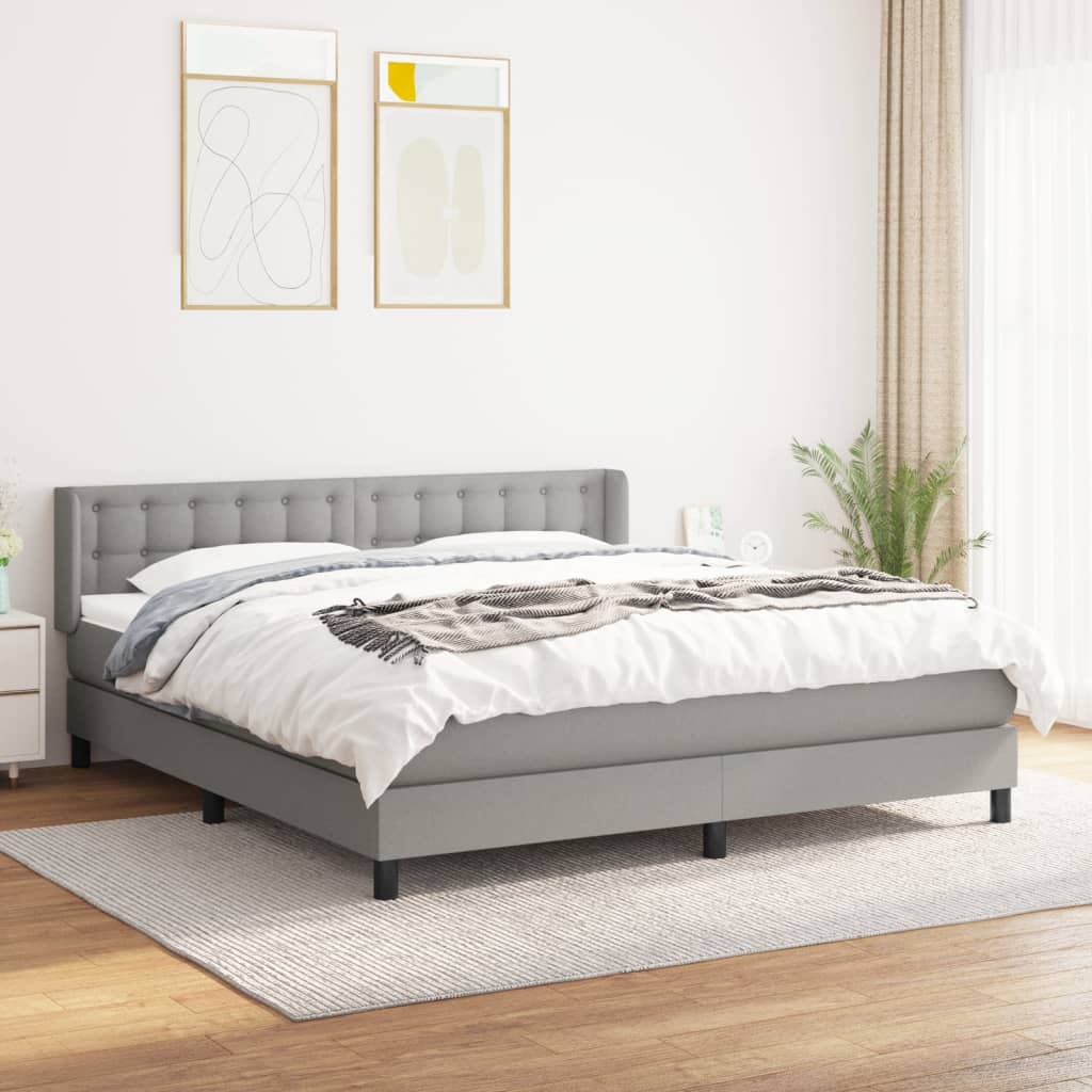 Giroletto a Molle con Materasso Grigio Chiaro160x200 cm Tessuto