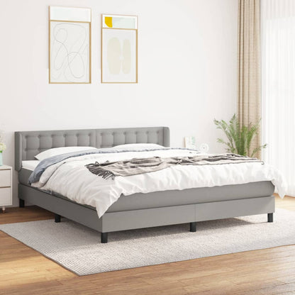 Giroletto a Molle con Materasso Grigio Chiaro160x200 cm Tessuto