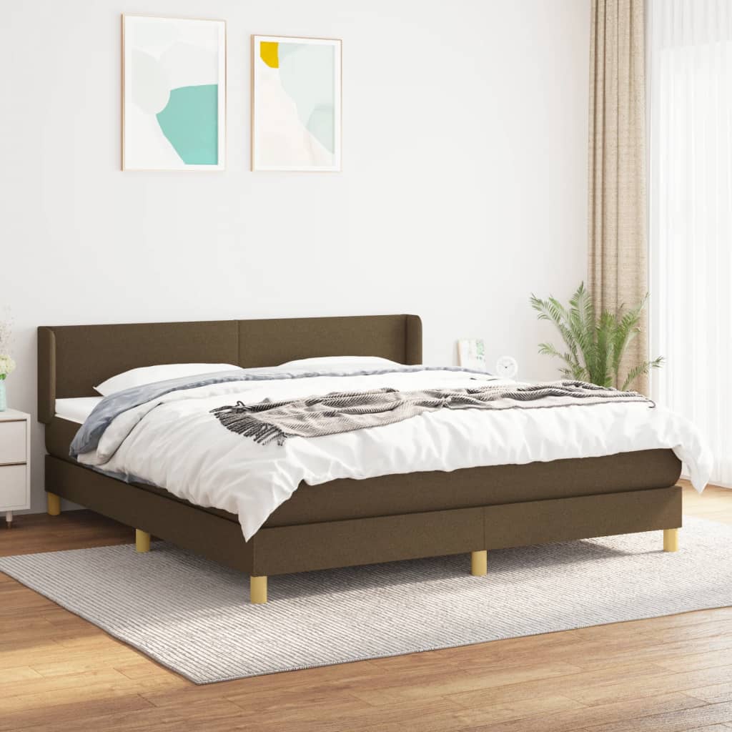 Giroletto a Molle con Materasso Marrone Scuro 160x200cm Tessuto