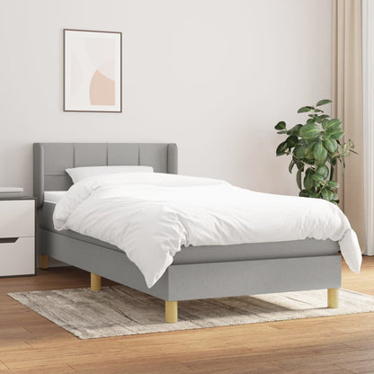 Giroletto a Molle con Materasso Grigio Chiaro 90x200 cm Tessuto