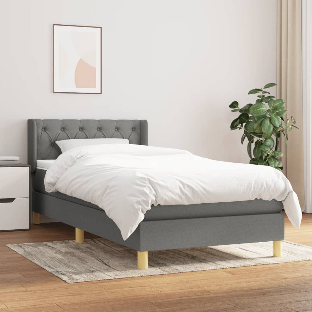 Giroletto a Molle con Materasso Grigio Scuro 80x200 cm Tessuto
