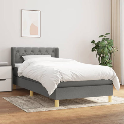Giroletto a Molle con Materasso Grigio Scuro 80x200 cm Tessuto