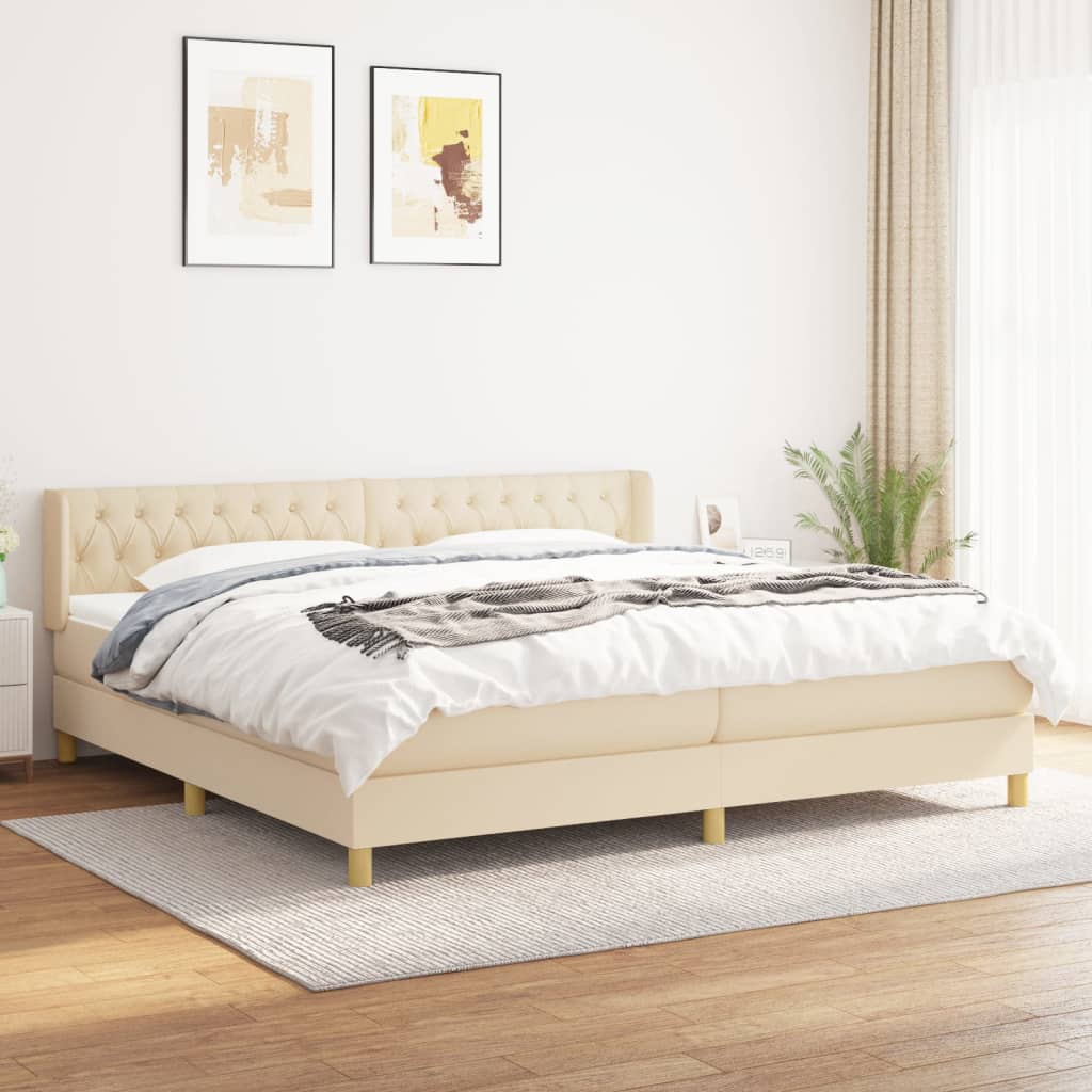 Giroletto a Molle con Materasso Crema 160x200 cm in Tessuto
