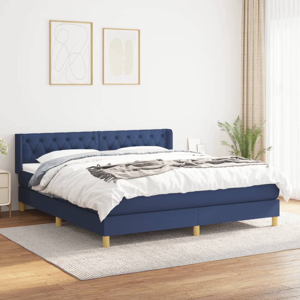Giroletto a Molle con Materasso Blu 160x200 cm in Tessuto