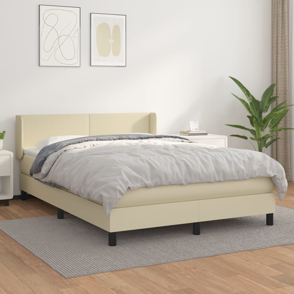 Giroletto a Molle con Materasso Crema 140x190 cm in Similpelle