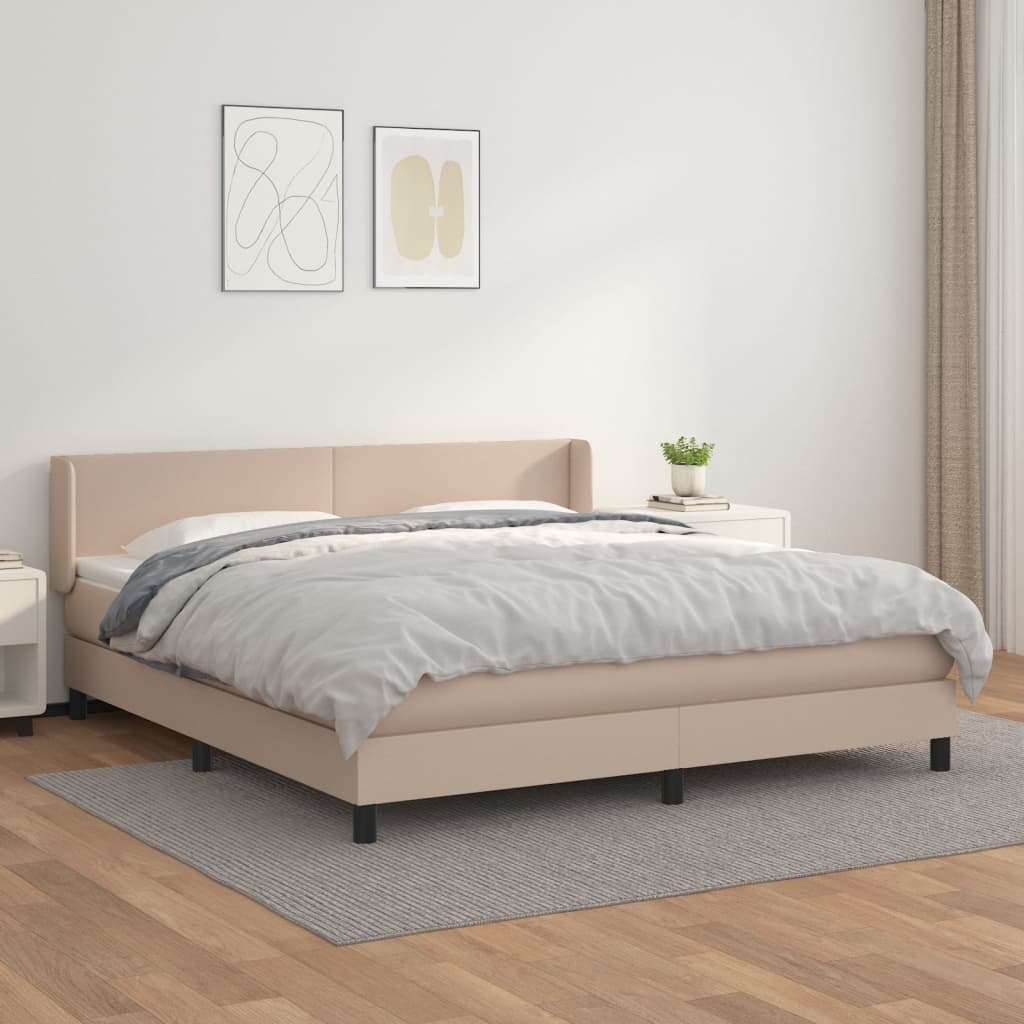 Giroletto a Molle con Materasso Cappuccino 160x200cm Similpelle