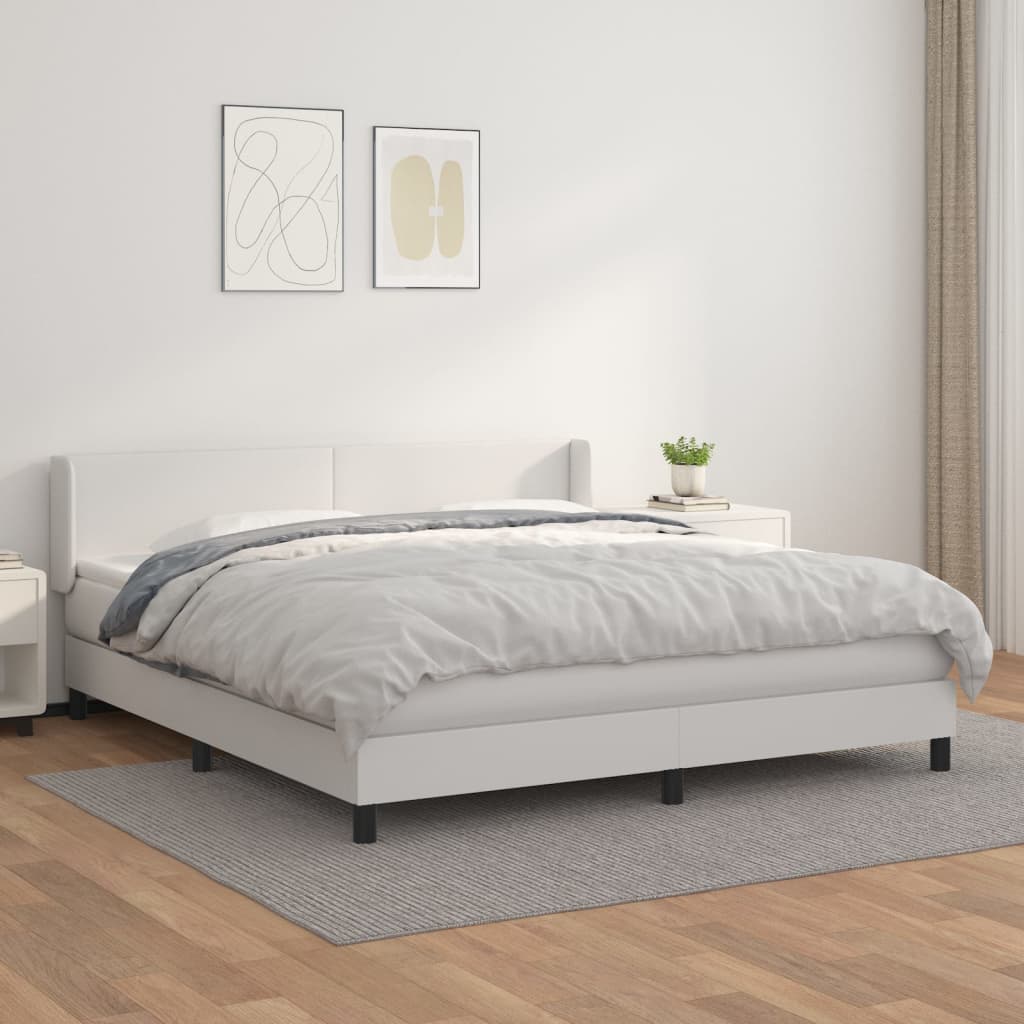 Giroletto a Molle con Materasso Bianco 180x200 cm in Similpelle
