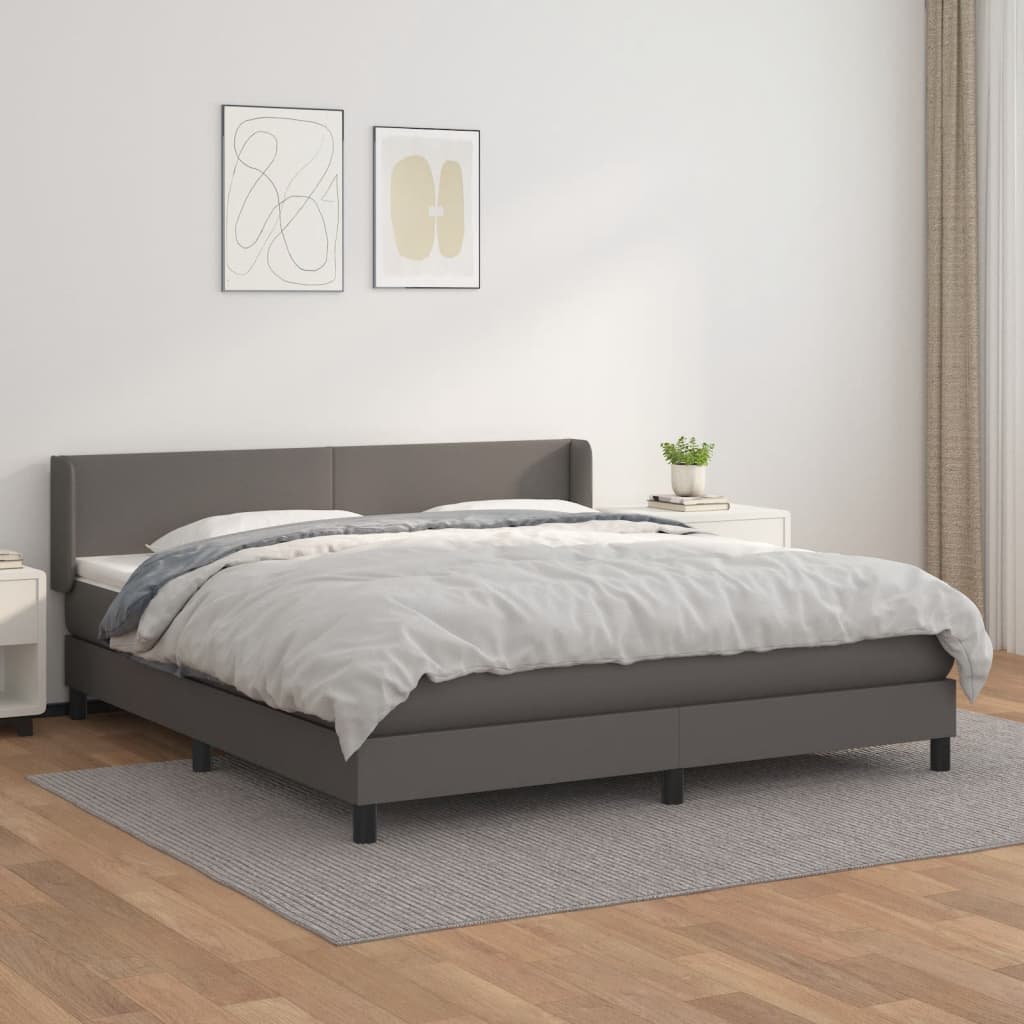Giroletto a Molle con Materasso Grgio 180x200 cm in Similpelle