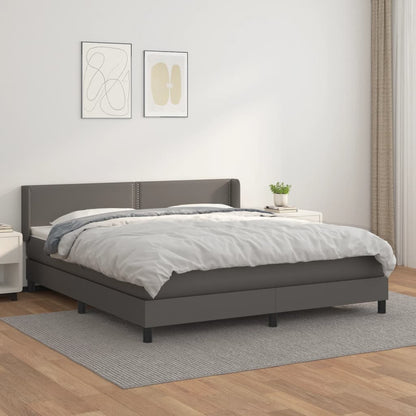 Giroletto a Molle con Materasso Grgio 180x200 cm in Similpelle