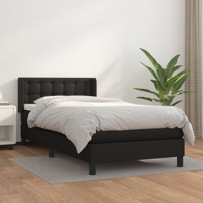 Giroletto a Molle con Materasso Nero 90x190 cm in Similpelle
