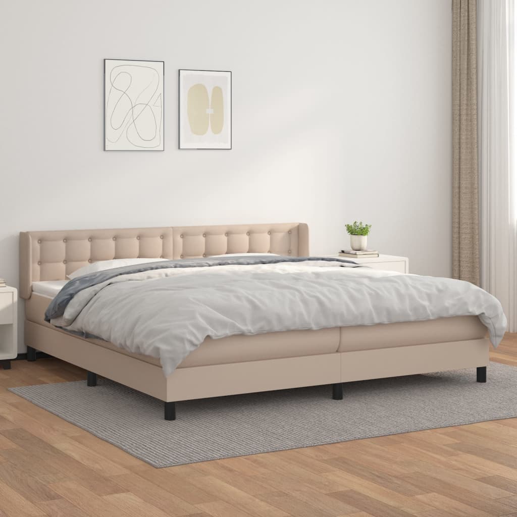 Giroletto a Molle con Materasso Cappuccino 200x200cm Similpelle