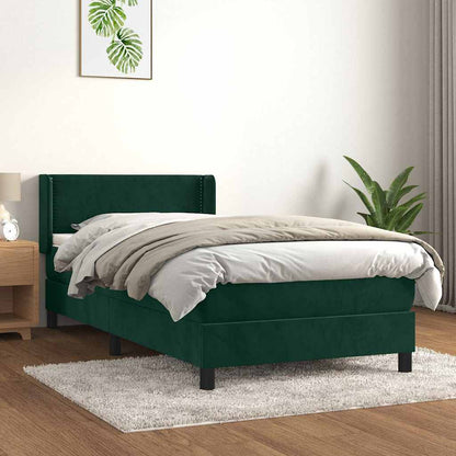 Giroletto a Molle con Materasso Verde Scuro 80x200 cm Velluto