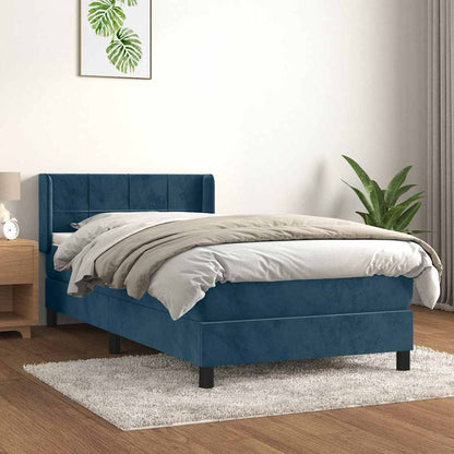 Giroletto a Molle con Materasso Blu Scuro 80x200 cm in Velluto