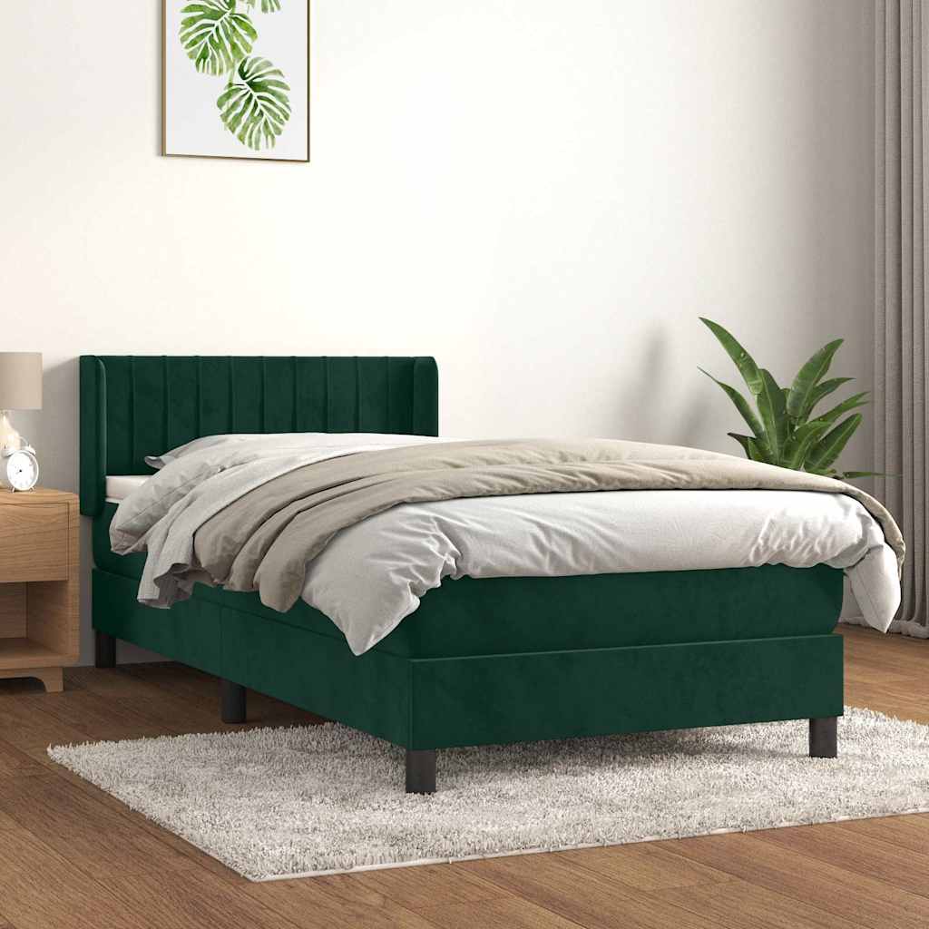 Giroletto a Molle con Materasso Verde Scuro 100x200 cm Velluto
