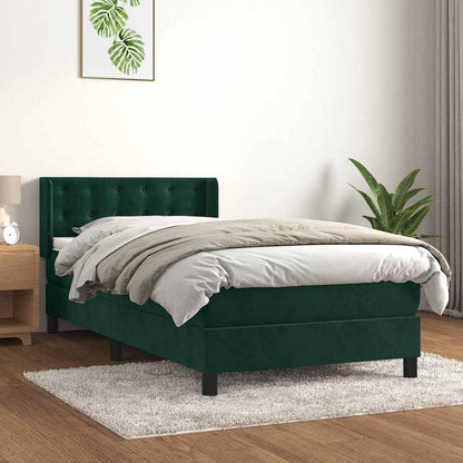Giroletto a Molle con Materasso Verde Scuro 80x200 cm Velluto